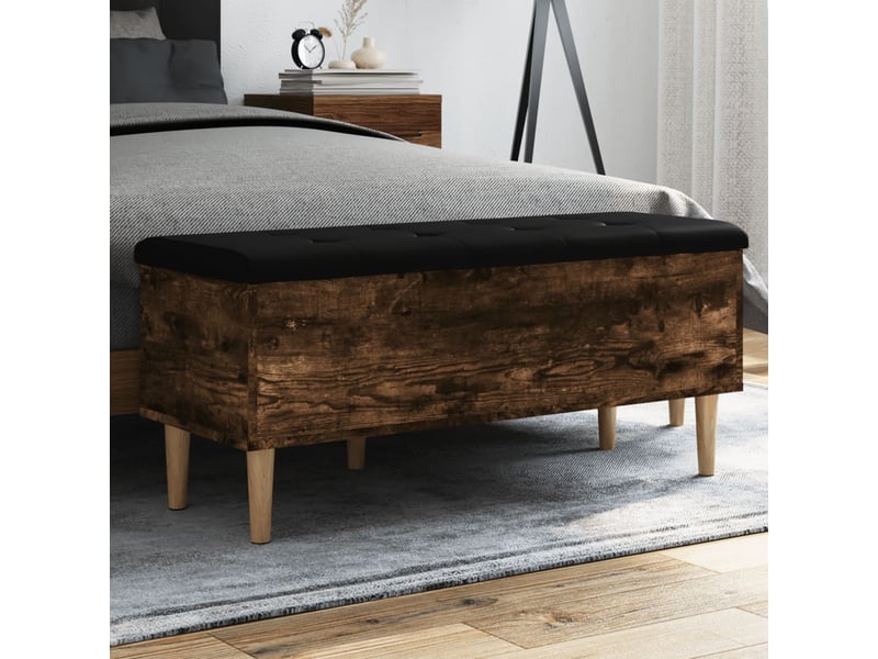  Banc chambre, banc de rangement chêne fumé 102x42x46 cm bois d'ingénierie  - Conforama B