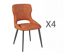 Chaise de salle à manger 48x45x86cm, orange, pieds métal, accoudoirs, lot de 4
