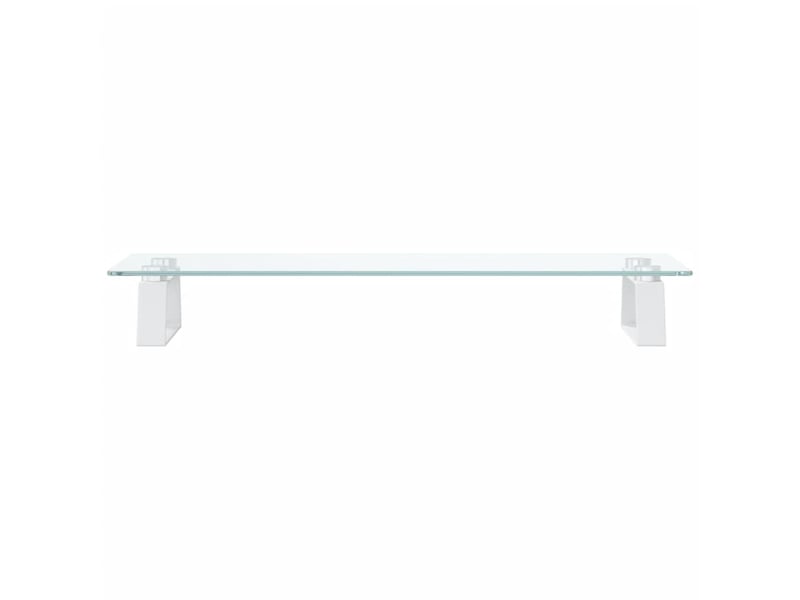  Support de moniteur table meuble bureau 60 x 20 x 8 cm verre trempé et métal blanc 02_0044896  - Conforama B