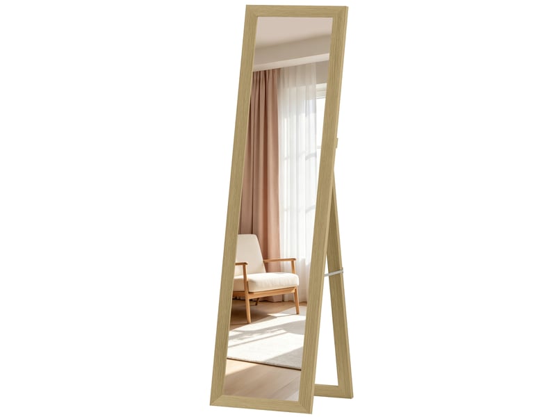  Miroir sur pied 157 x 37 cm avec cadre en mdf, miroir incliné ou mural en chêne  - Conforama B