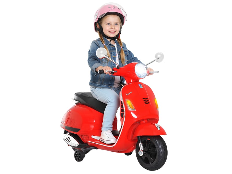  Moto électrique pour enfants, design vespa, batterie 6v avec effets sonores et lumineux, 3-6 ans, rouge  - Conforama A