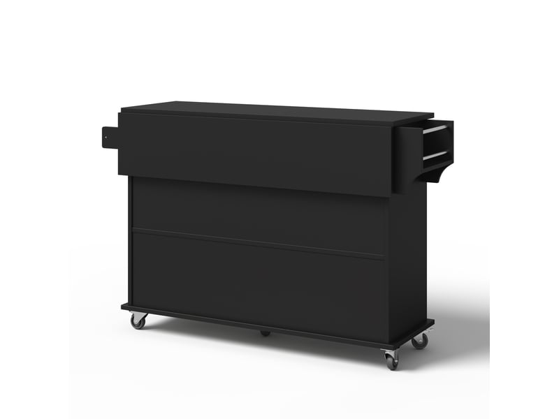 Desserte de cuisine 120x4570x95 cm – noire – plateau rabattable, 4 portes, 1 tiroir, 5 roulettes dont 2 freinées - Conforama D