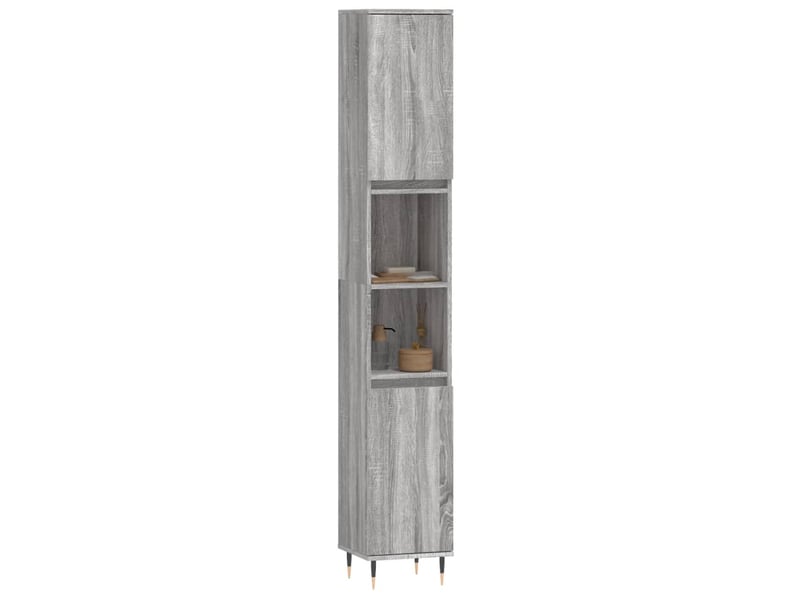  Amoire de salle de bain sonoma gris 30x30x190cm bois d'ingénierie shl4254  - Conforama C