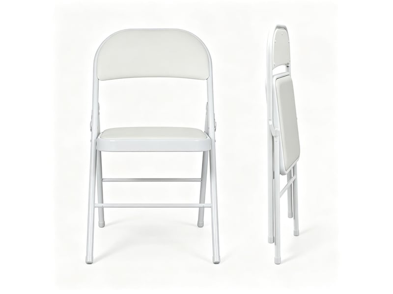  Lot de 2 chaises de salle à manger pliantes en acier, blanches  - Conforama A