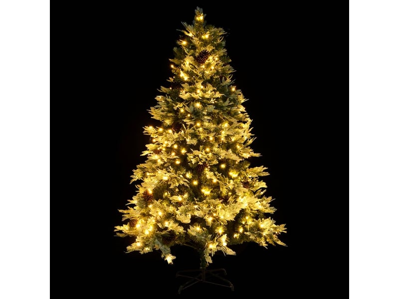  Sapin de noël, arbre de noël pré-éclairé et pommes de pin vert 195cm pvc et pe  - Conforama D