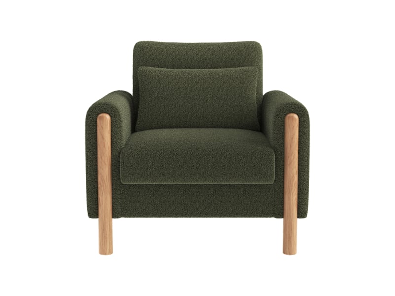  Fauteuil moderne vert avec accoudoirs et coussin épais – siège rembourré pour salon, bureau ou chambre  - Conforama A
