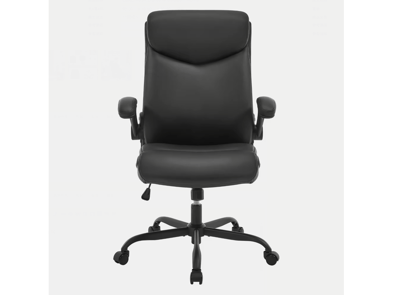 Fauteuil de bureau 47x50x113 cm ergonomique pivotant métal polyuréthane (pu) noir  - Conforama A