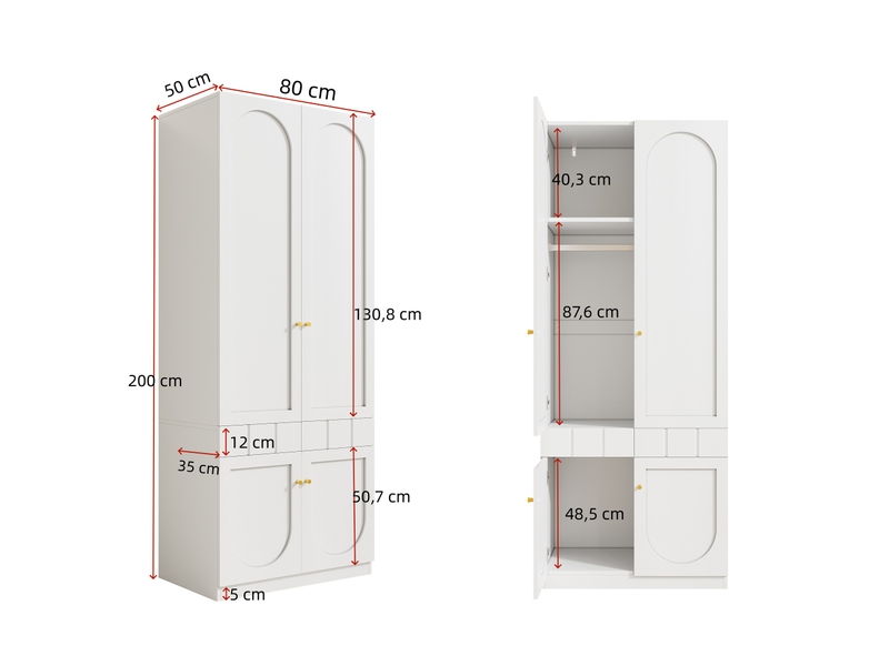 Ensemble meuble de chambre comprenant une armoire 2 portes 80x50x200cm et une vitrine 50x40x180cm en blanc laqué - Conforama C