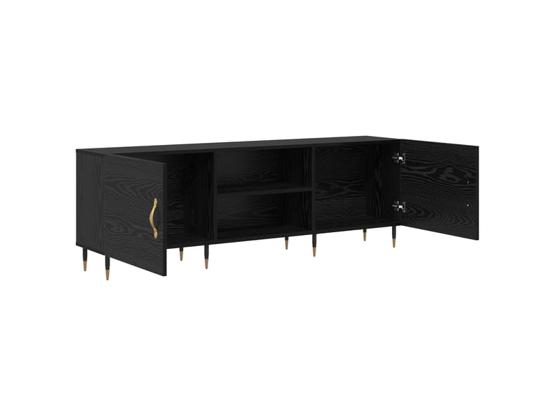  Meuble tv - banc tv - meuble de rangement 150 x 30 x 50 cm chêne noir bois d'ingénierie  - Conforama E
