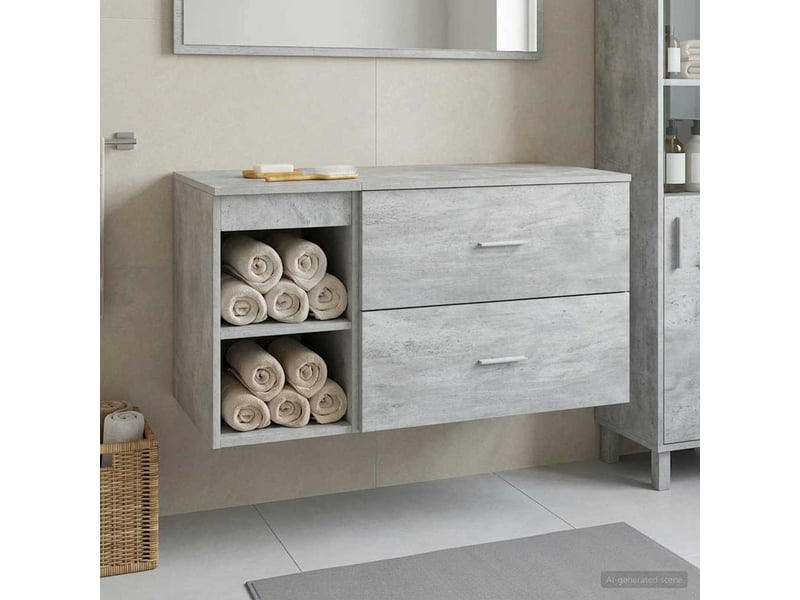 Ensemble de mobilier de salle de bain 2 pcs gris béton shl5303 - Conforama B
