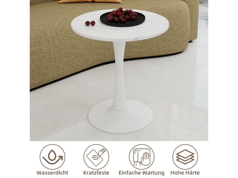  Table basse moderne - blanc - marbre artificiel - style milieu du siècle - polyvalente 70x70x72cm - Conforama D