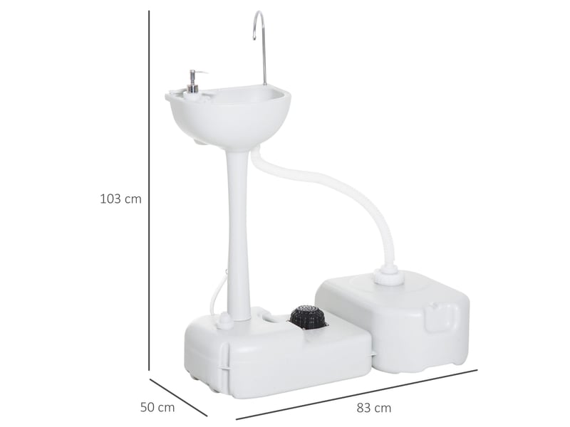  Lavabo de camping 83x50x103 cm fonctionnel hdpe gris clair  - Conforama E