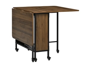 Table à manger pliable mobile pour 6 personnes avec rangement et 6 roulettes avec freins pour cuisine et salon marron