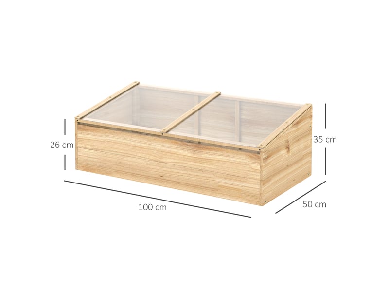 Serre en bois pour semis - naturel - bois de sapin - plaque pc - protection contre vent et pluie 100x50x35cm - Conforama C