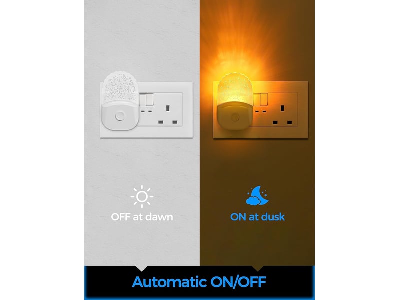  Luce notturna da parete con sensore crepuscolare, 0.5w bianco caldo+rgb, 3 modalità, 2 pezzi per camera, bagno, garage  - Conforama C