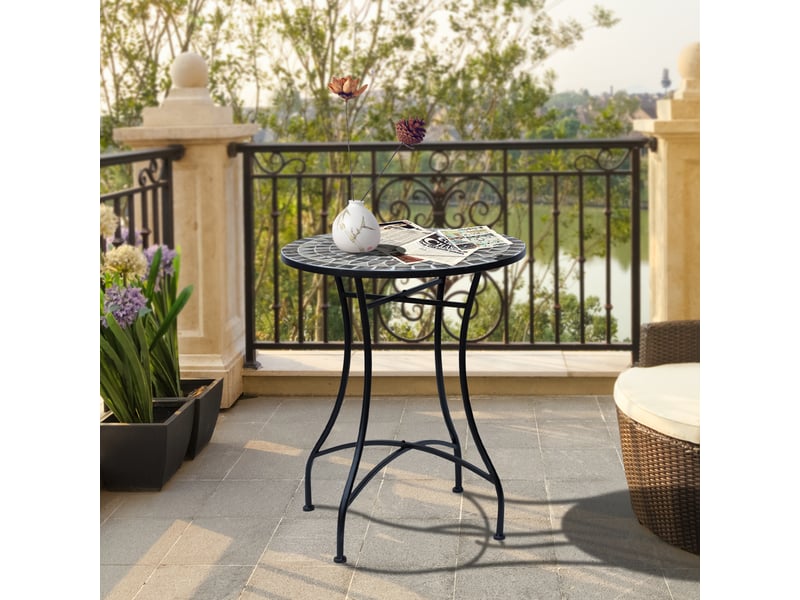 Table de jardin et d'extérieur en métal noir et céramique - Conforama D