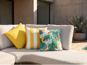 Lot de 3 coussins d'extérieur forsythia motif de plante 45 x 45 cm multicolore