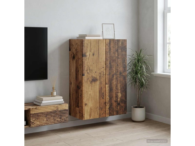 Armoire murale salon 66x34,5x90cm bois d'ingénierie bois ancien shl4732 - Conforama B