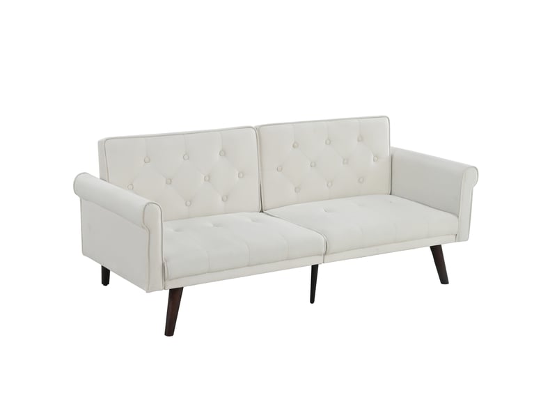  Canapé convertible 2 places 172 x 89 x 70 cm, dossier réglable 5 positions, structure solide, velours, beige  - Conforama A