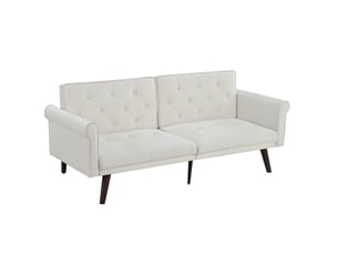 Canapé convertible 2 places 172 x 89 x 70 cm, dossier réglable 5 positions, structure solide, velours, beige