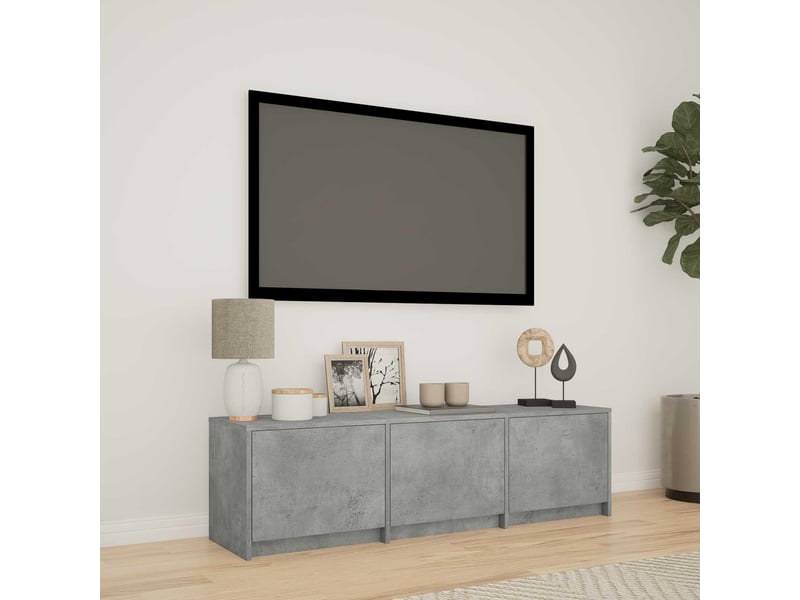  Meuble tv - banc tv - meuble de rangement avec led 140x34x40 cm gris béton bois d’ingénierie  - Conforama B