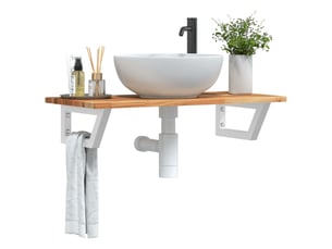 Étagère de vasque murale acier et bois massif d'acacia shl4656
