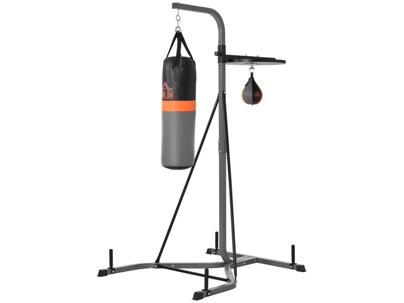  Support sac de frappe 2 en 1, charge max 100 kg, support rotatif acier pour sacballe 20 kg, hauteur réglable, intérieur, noir  - Conforama B