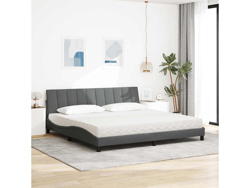  Lit avec matelas hanko gris clair 200x200 cm tissu  - Conforama C