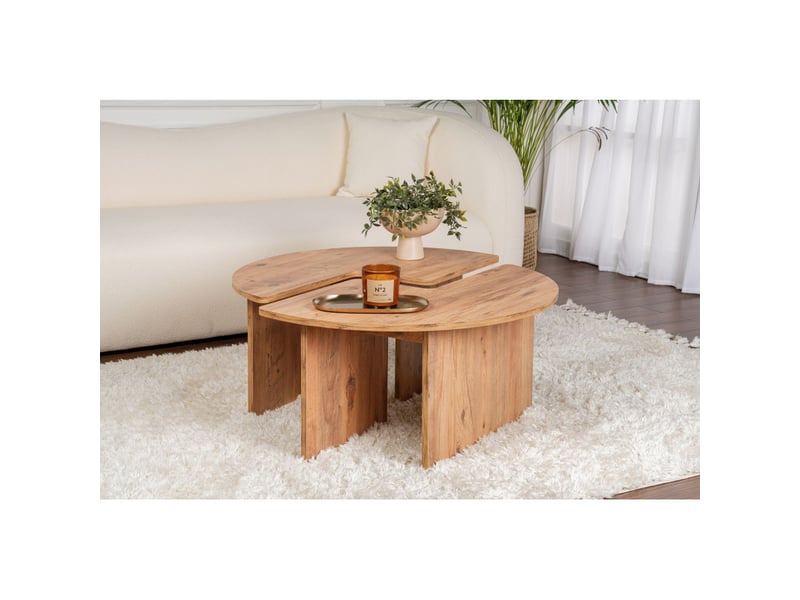  Table basse ronde en bois mdf mélaminé pin atlantique ø90 x 41 cm  - Conforama B