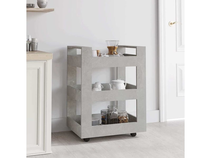  Desserte de cuisine, chariot de rangement gris béton 60x45x80 cm bois d'ingénierie shl77723  - Conforama B