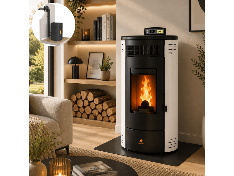  Poêle à granulés étanche flora 9 kw + kit conduit ventouse - blanc  - Conforama E