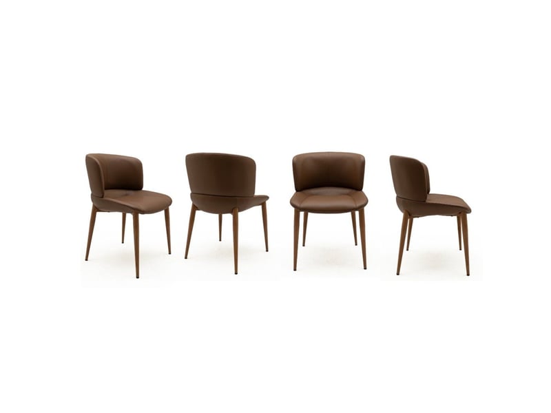  Lot de 4 chaises recouvertes de similicuir couleur marron  - Conforama C