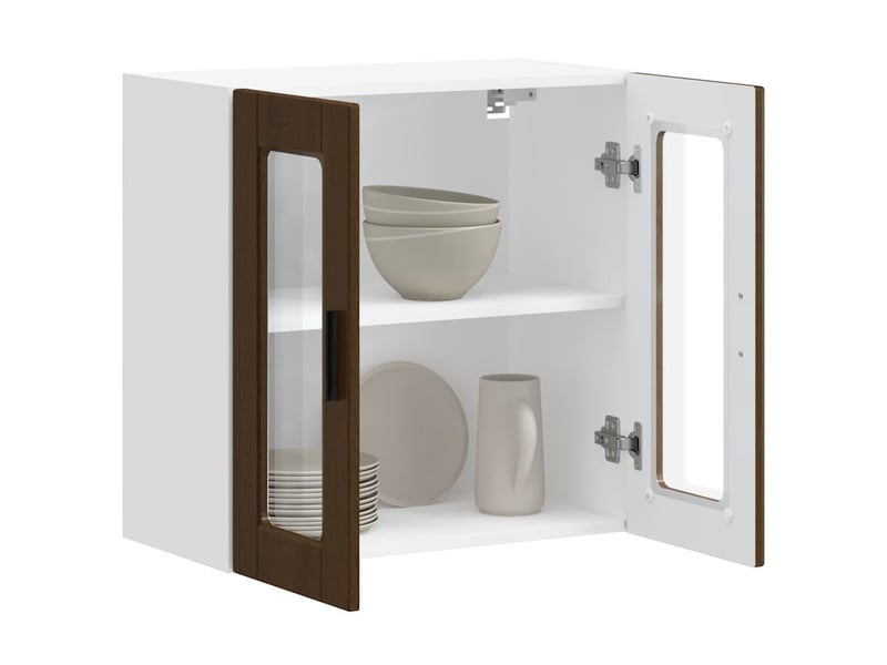  Armoire murale de cuisine et porte en verre porto chêne marron shl2392  - Conforama C