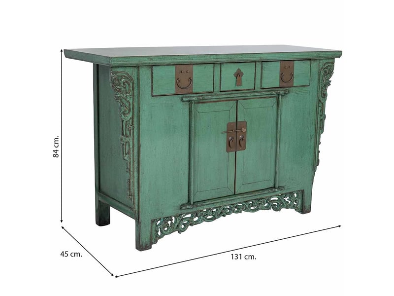  Buffet en bois vert turquoise 131x45x84 cm h  - Conforama D