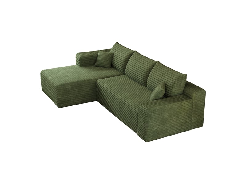  Canapé d'angle en L 241cm,canapé compressé modulable 3 places avec méridienne à gauche,motif nuage,assise profonde,tissu en velours côtelé,vert CARDUME ESTIVAL - Conforama A
