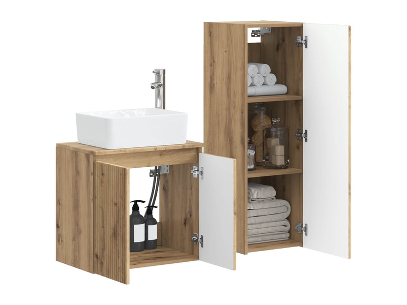 Ensemble de mobilier de salle de bain 2 pcs chêne artisanal shl3034 - Conforama C