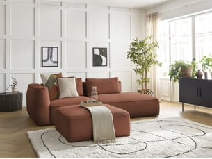 Canapé droit fixe BOBOCHIC LEOPOLD 4 places Velours orange