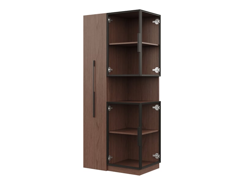  Vitrine effet noyer 70x38x160 cm avec led, portes vitrées et rangements IKSETERA TRADING LTD - Conforama R