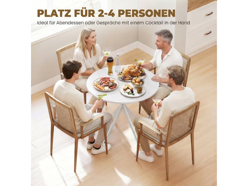  Table à manger ronde 2 personnes en panneau de particules et acier blanc ø 80 cm  - Conforama D