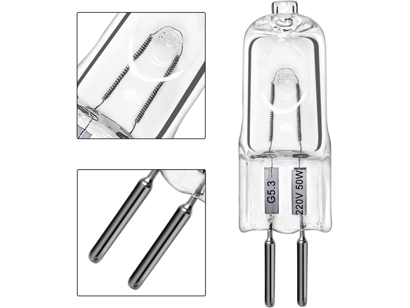  Ampoules halogènes g5.3, ampoule 220 v 50 w, ampoule à capsule transparente à 2 broches 12pcs  - Conforama E