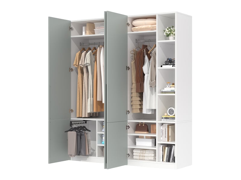  Armoire combinée 160x50x200 cm avec rangement, gris  - Conforama A