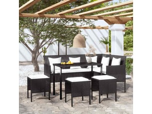 Ensemble de canapés en l 5pcs avec coussins résine tressée noir