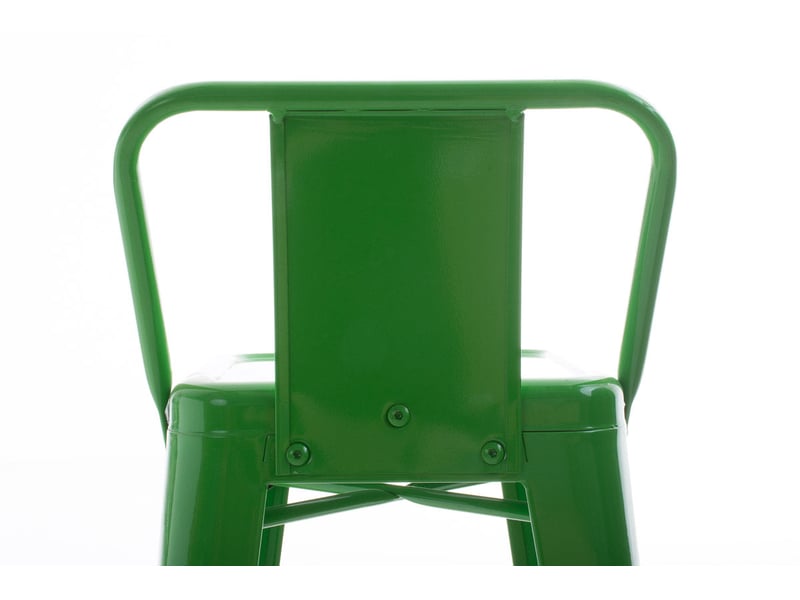 Tabouret de bar x1 en métal vert style industriel moderne avec dossier et repose-pieds structure robuste hauteur d’assise 77 cm 10_0000680  - Conforama E