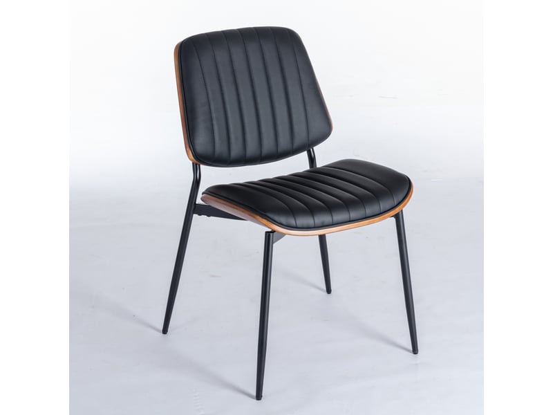  Lot de 2 chaises de salle à manger en similicuir pu noir et bois courbé DE1849BK - Conforama B