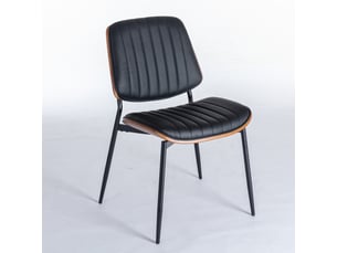 Lot de 2 chaises de salle à manger en similicuir pu noir et bois courbé