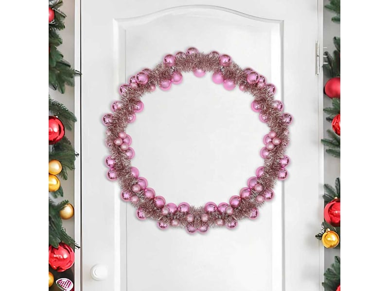  Guirlande de boules de noël led rose 186 cm polystyrène  - Conforama C