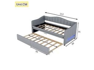 Lit mezzanine 90x200 cm <strong></strong> <strong></strong> coloris gris