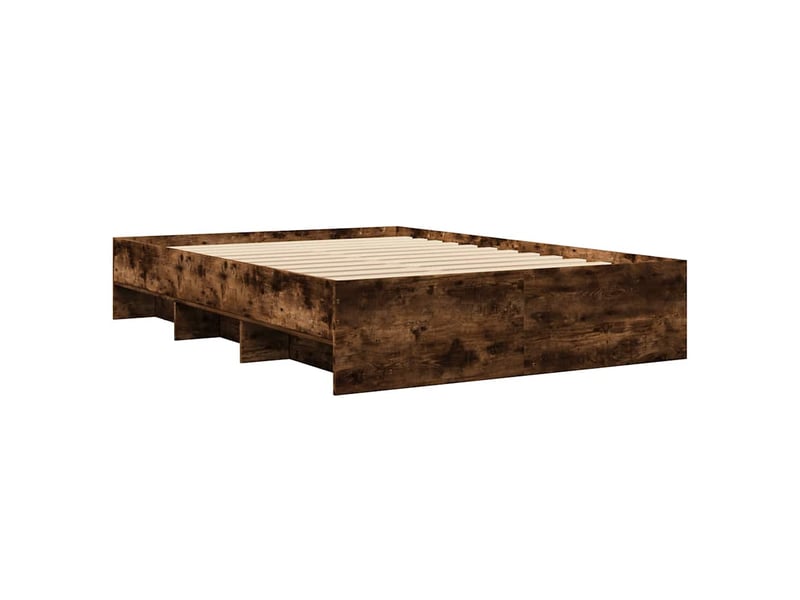  Lit double- lit adulte -  cadre de lit sans matelas chêne fumé 135x190 cm bois ingénierie  - Conforama C