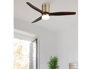 Ventilateur de plafond fabrilamp aguilón dc cuirchêne 3 pales 132 cm 6 vitesses led 20 w télécommande