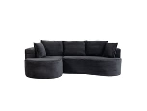 Canapé revêtement en cord toucher doux matière respirante porte-gobelet et poche de rangement mousse haute densité coussins inclus